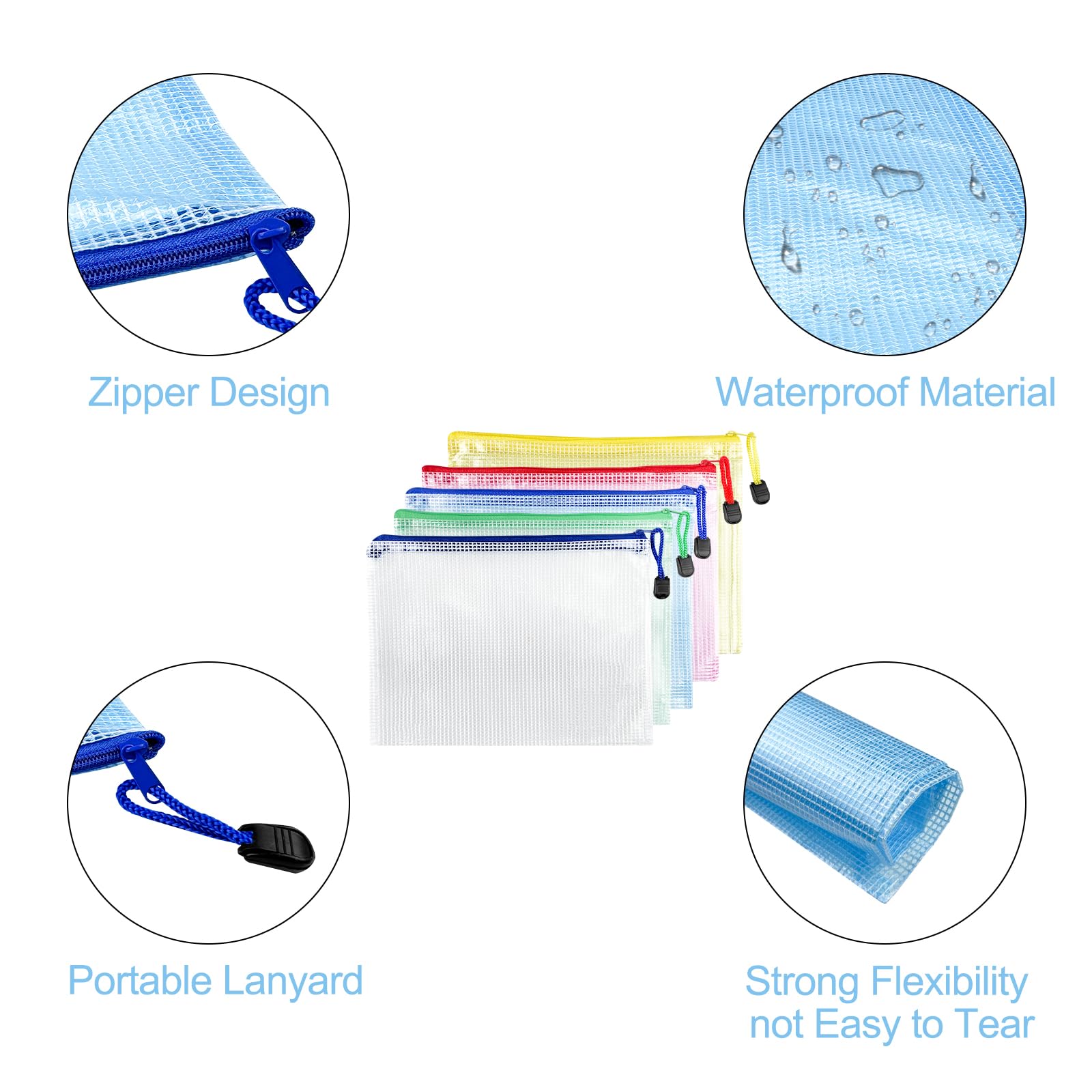 Borse Con Zip Brevanza 15 Pezzi - Portadocumenti A4 A5 A6 Impermeabili Per Ufficio E Scuola - Foto 2