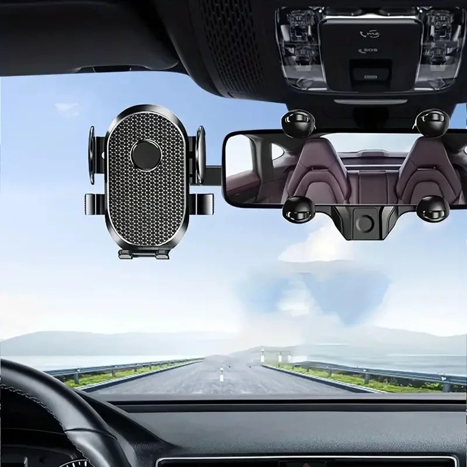 Soporte para teléfono de Coche Soporte de Espejo retrovisor Soporte para teléfono de Coche Soporte de GPS de navegación Soporte de Celular móvil Plegable en el Coche