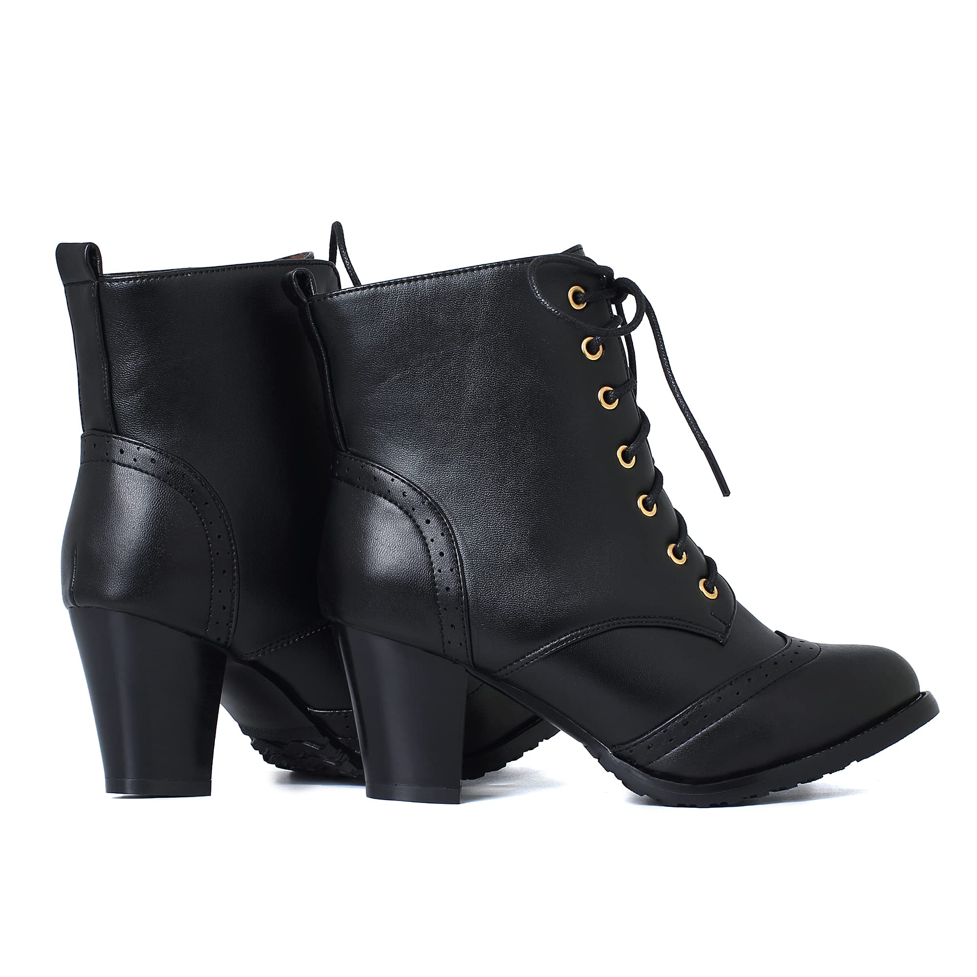 Damen Stiefeletten Blockabsatz 7,5cm Schnürung Gefüttert
