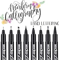 Dyvicl 8-Size Hand Lettering Calligraphy Brush Pens - Black Ink Markers for Beginners, Journaling, Sketching, Art & Scrapbooking