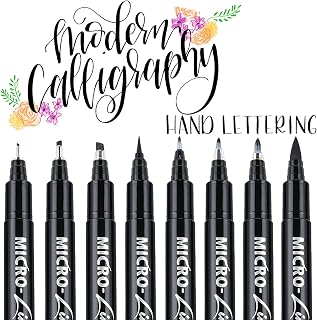 Dyvicl 8-Size Hand Lettering Calligraphy Brush Pens - Black Ink Markers for Beginners, Journaling, Sketching, Art & Scrapbooking