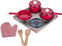 Vista 6 de melissa & doug Deluxe juego de accesorios de cocina de madera, Versión estándar, Verde