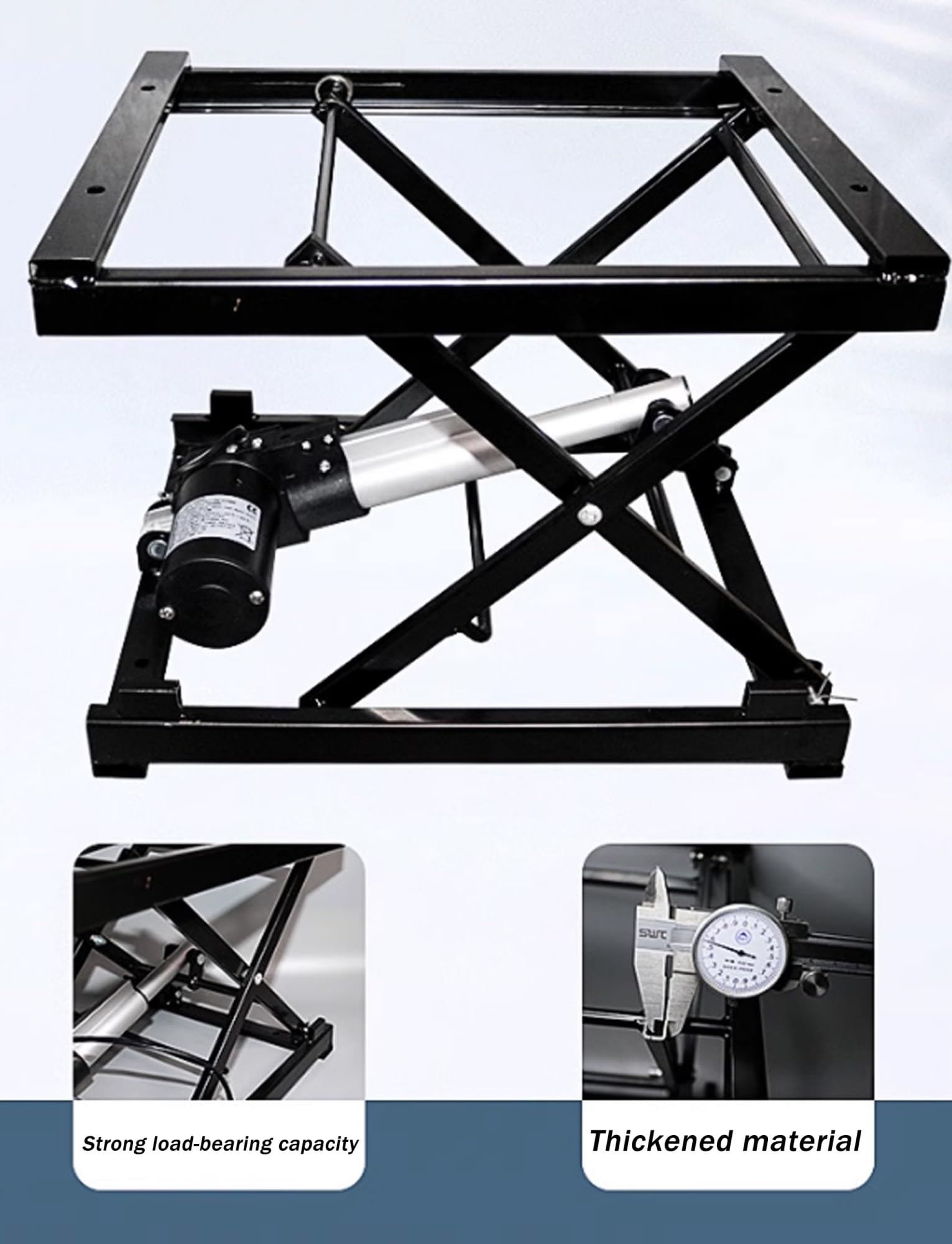 Mesa elevadora eléctrica de 150 kg, plataforma de altura ajustable, elevador de perfil bajo para manejo y transporte, modelo inalámbrico negro, perfecto para uso doméstico y taller