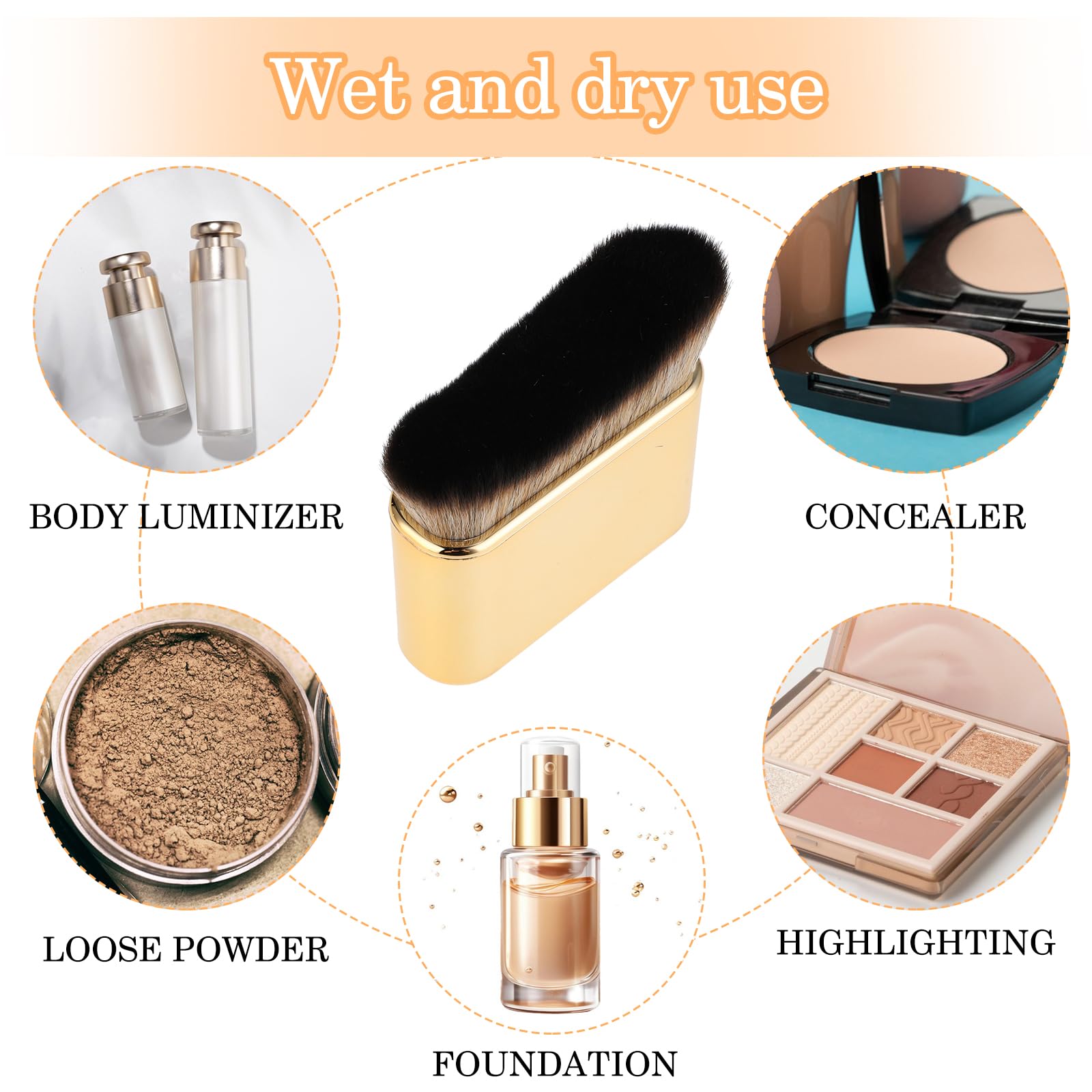 Self Tan Brush Soft Body Makeup Brush Portable Self Tanning Brushs Self Tanner Face Brushs for Body & Leg Makeup(Gold) - Image 4