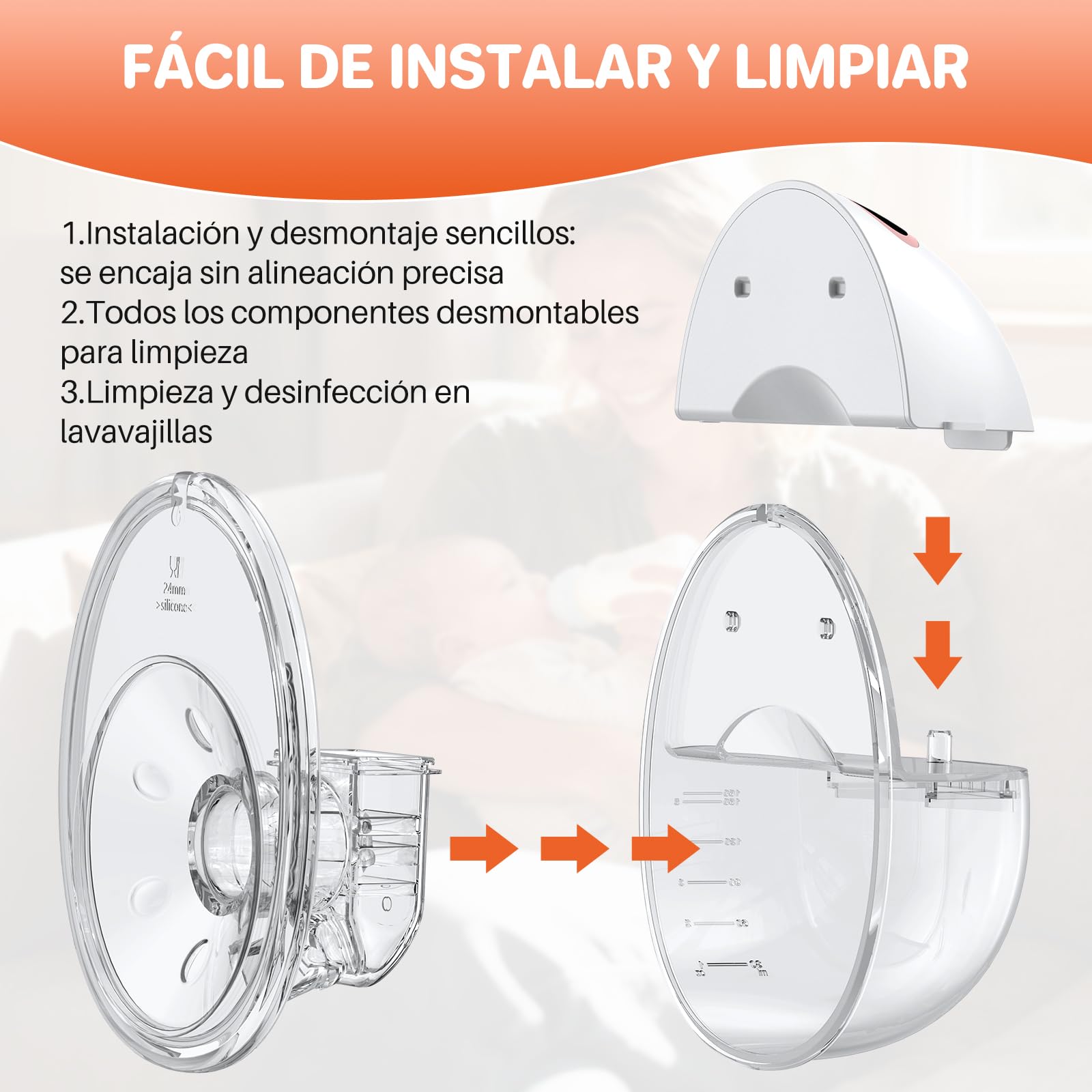 FUNYKICH Sacaleches Eléctrico Manos Libres con 4 Modos y 12 Niveles,223g Ligero Extractor de Leche Materna con Bridas 17/19/21/24mm,sin BPA,Ultra Silencioso,para Mamás en Casa, Oficina o Viajes