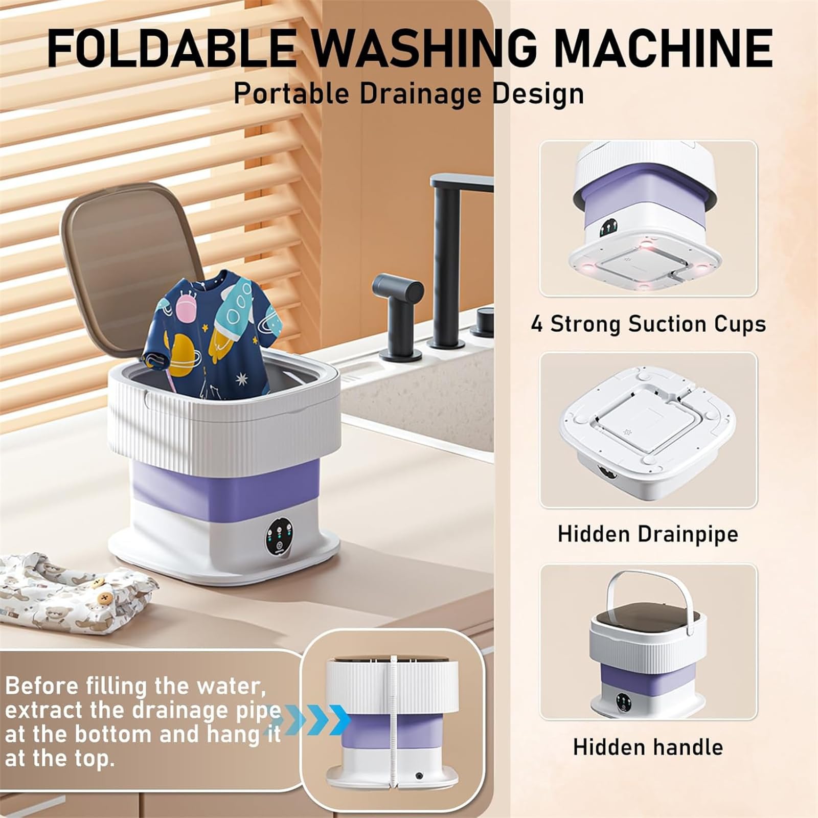 Faltbare Mini Waschmaschine, 10L Reisewaschmaschine Camping Mobile Waschmaschine und Trockner Combo für Socken Unterwäsche Babykleidung Reisen Tourenwagen Wohnheim