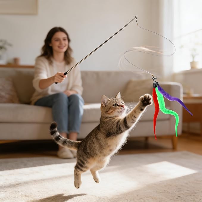 10 Piezas de Juguetes de Gusanos para Gatos Coloridos miniatura 4