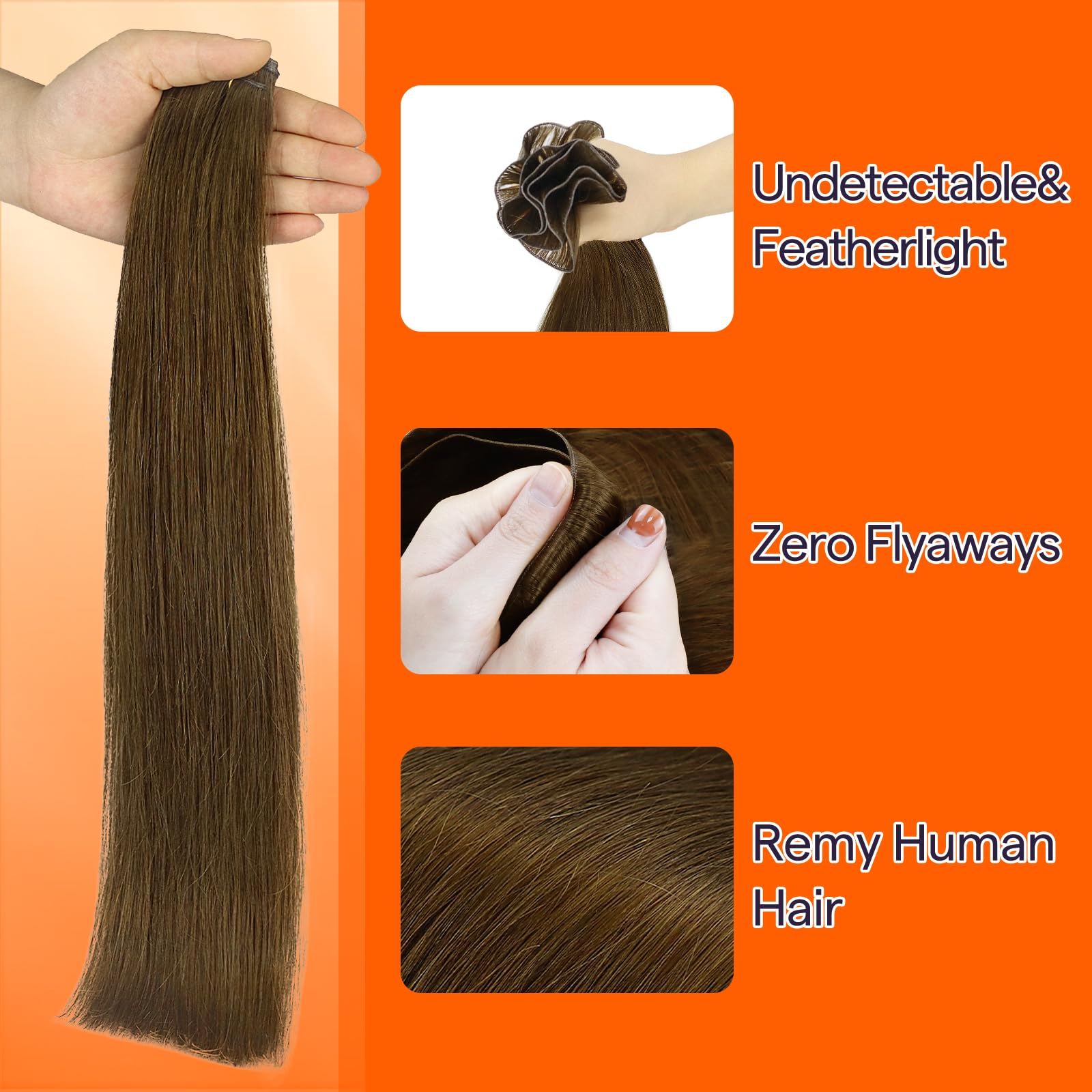20 Inch Remy Human Hair Extensions Straight Sew In Weft 60G 22 Inch Human Hair Weft Extensions, Straight, 60g, Remy Hair  main image 3