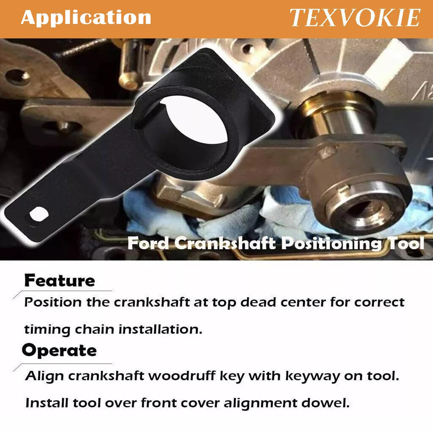 TEXVOKIE Crankshaft Positioning Wrench Holder Cam Phaser Locking Tool Fit for Ford 1993 4.2L and 4.6L 2-Valve Engine, Similar to Rotunda 303-448, 6024 & 525219, T93P-6303-A, 2 Pack