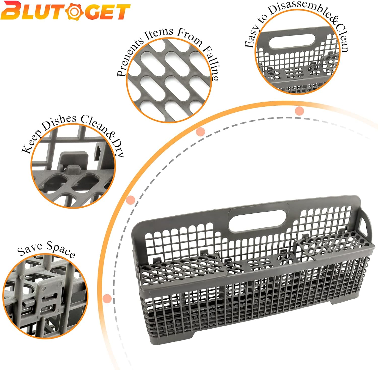 8531233 WP8562043 Universal Dishwasher Silverware Basket - Fit for Kitchen-Aid dishwasher silverware basket,Whirlpool Utensil Rack Basket,Replaces 8531288,8562043, WP8531233VP, W10190415, PS11746119