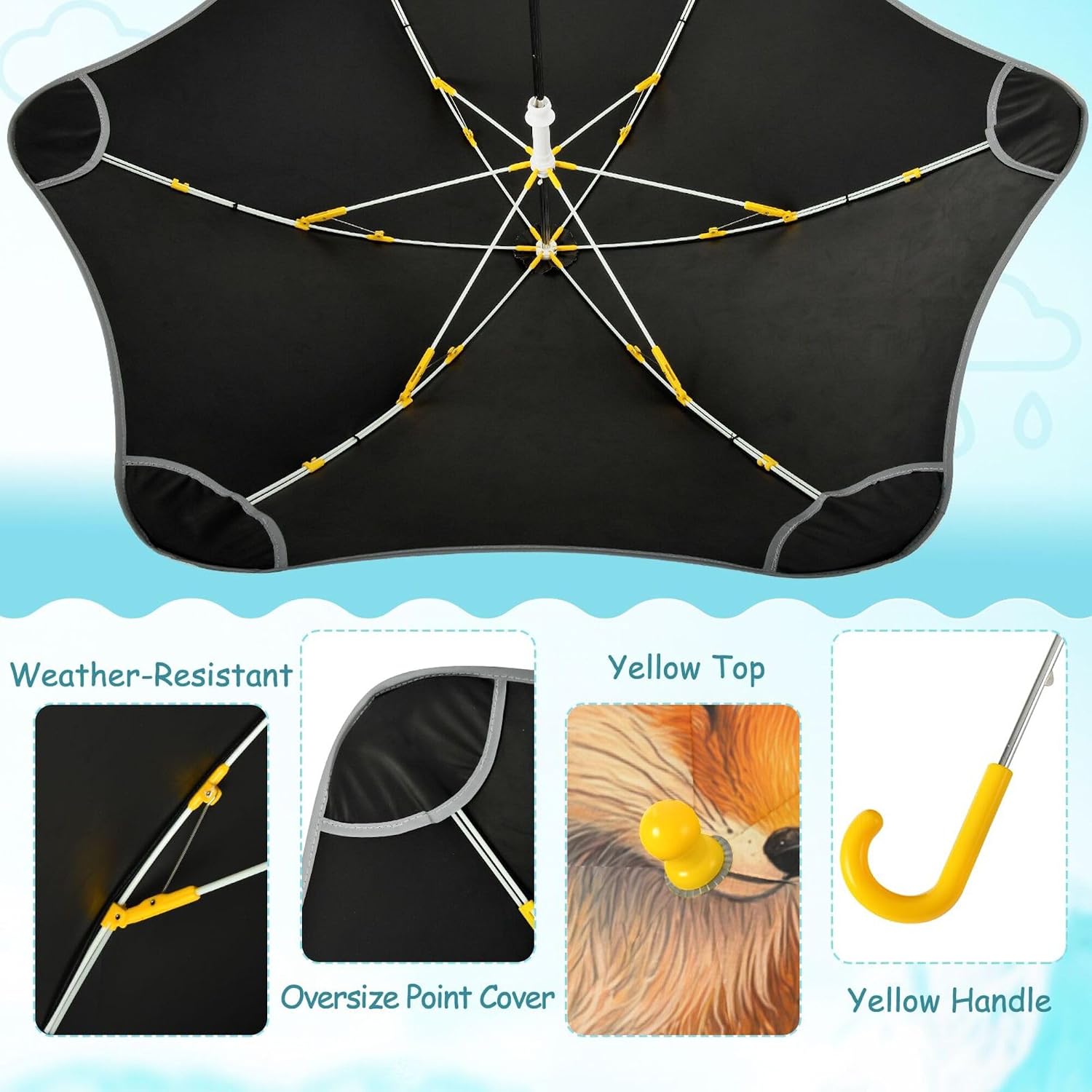ALAZA Fox Starry Forest Kids Umbrella for Girls Boys Toddler Children Rain & Sun Umbrella