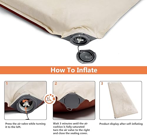 Miniatura 5 de Almohadilla de dormir autoinflable de 4 pulgadas de grosor con colchón de espuma de valor 9 R, colchón de camping ultra grueso y cómodo, almohadilla