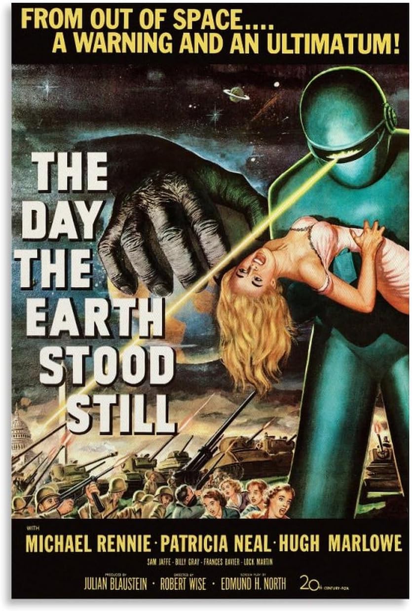 THE DAY THE EARTH STOOD STILL by Robert Wise 1951 MOVIE POSTER Canvas Art Poster And Wall Art Picture Print Modern Family Bedroom Decor Posters 16x24inch(40x60cm) Unframe-style-3