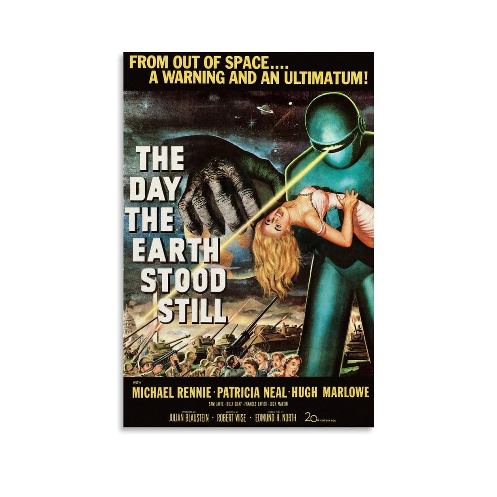 THE DAY THE EARTH STOOD STILL by Robert Wise 1951 MOVIE POSTER Canvas Art Poster And Wall Art Picture Print Modern Family Bedroom Decor Posters 16x24inch(40x60cm) Unframe-style-3