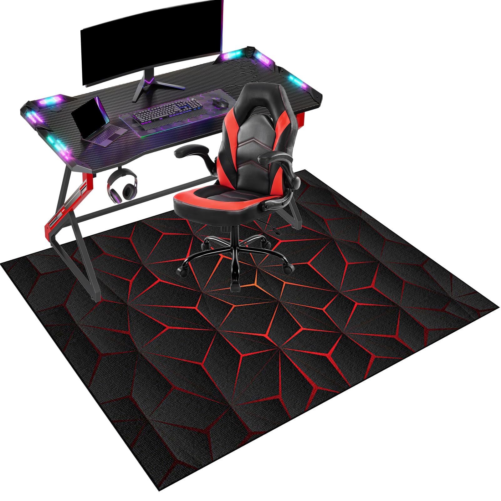 Office Chair Mat for Carpeted and Hardwood Floor Protector for Rolling Chair Non-Slip Desk Chair Mat Computer Gaming Chair Mat Low Pile Carpet Protector Mat, Floor Mat for Office Chair 120 x 140 cm