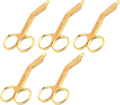 Lister Bandage Scissors, Stainless Steel, Adult - Bulk Multipack - Select Quantity 3.5" - 5 Pack, Gold Color