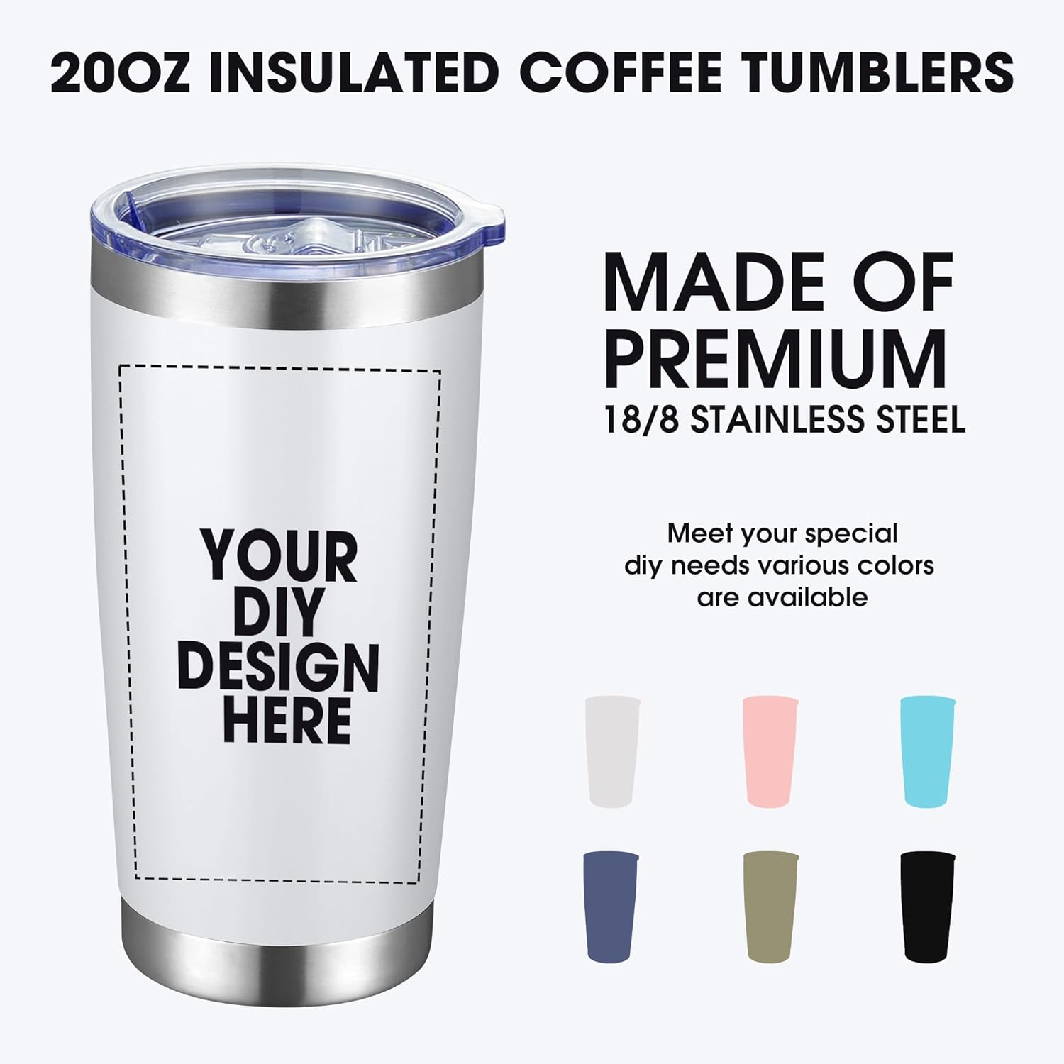 Personalized Custom Tumbler Print in USA 20oz Stainless Steel Coffee Cup with Lid & Straw Double Wall Insulated Tumbler with Colorful Text Logo Photo - Image 3