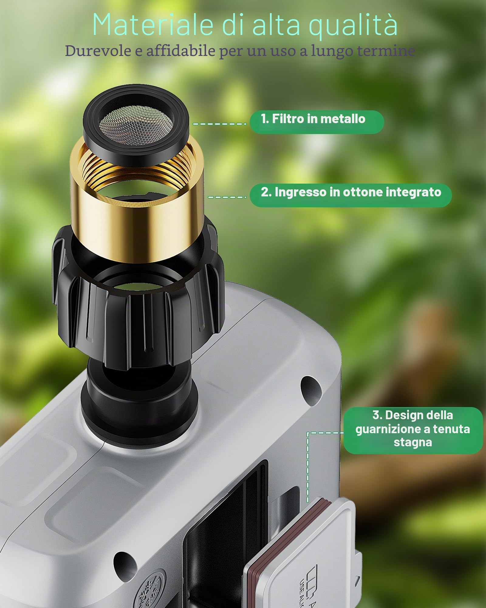 Computer per irrigazione WiFi con 2 uscite, timer intelligente per l'irrigazione (portata RF 300 m), controllo tramite app/vocale, ritardo pioggia, irrigazione automatica per prato, giardino e balcone