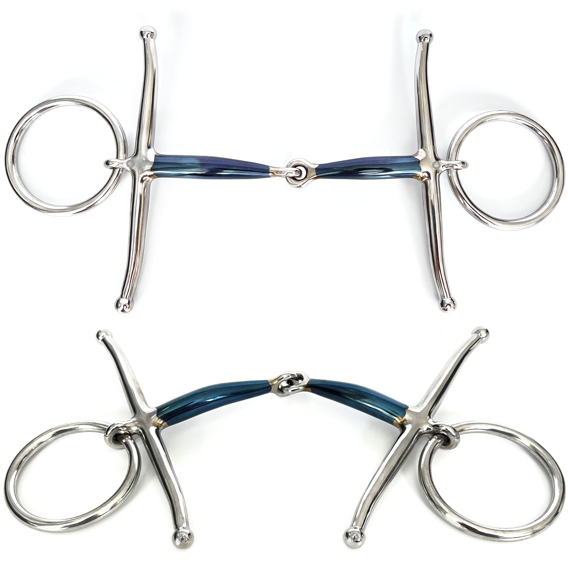 Fulmer Horse Bit Snaffle Full Cheek Loose Ring Blue Sweet Iron Single Joint (5.25")