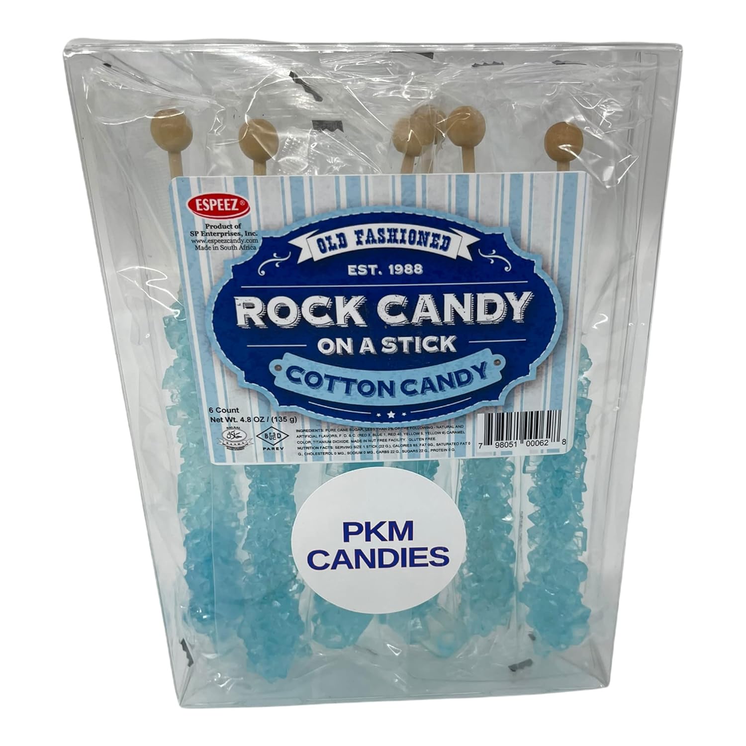PKM Candies Ice Rock Candy Sticks Individually Wrapped
