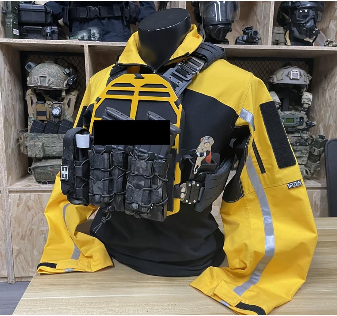 TRN BAC Reflective Instructor Combat Shirt, Training Uniform Tactical Shirt with Hook Loop Areas for Rescue Team Cosplay Orange