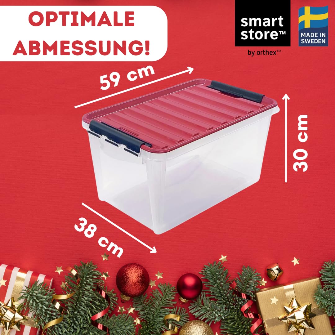 Weihnachtskugeln Aufbewahrungsbox mit Deckel | Sichere & stilvolle Aufbewahrung für Weihnachten | Christbaumkugeln | Christbaumschmuck und Deko | 47 Liter | BPA-frei | Compact Box