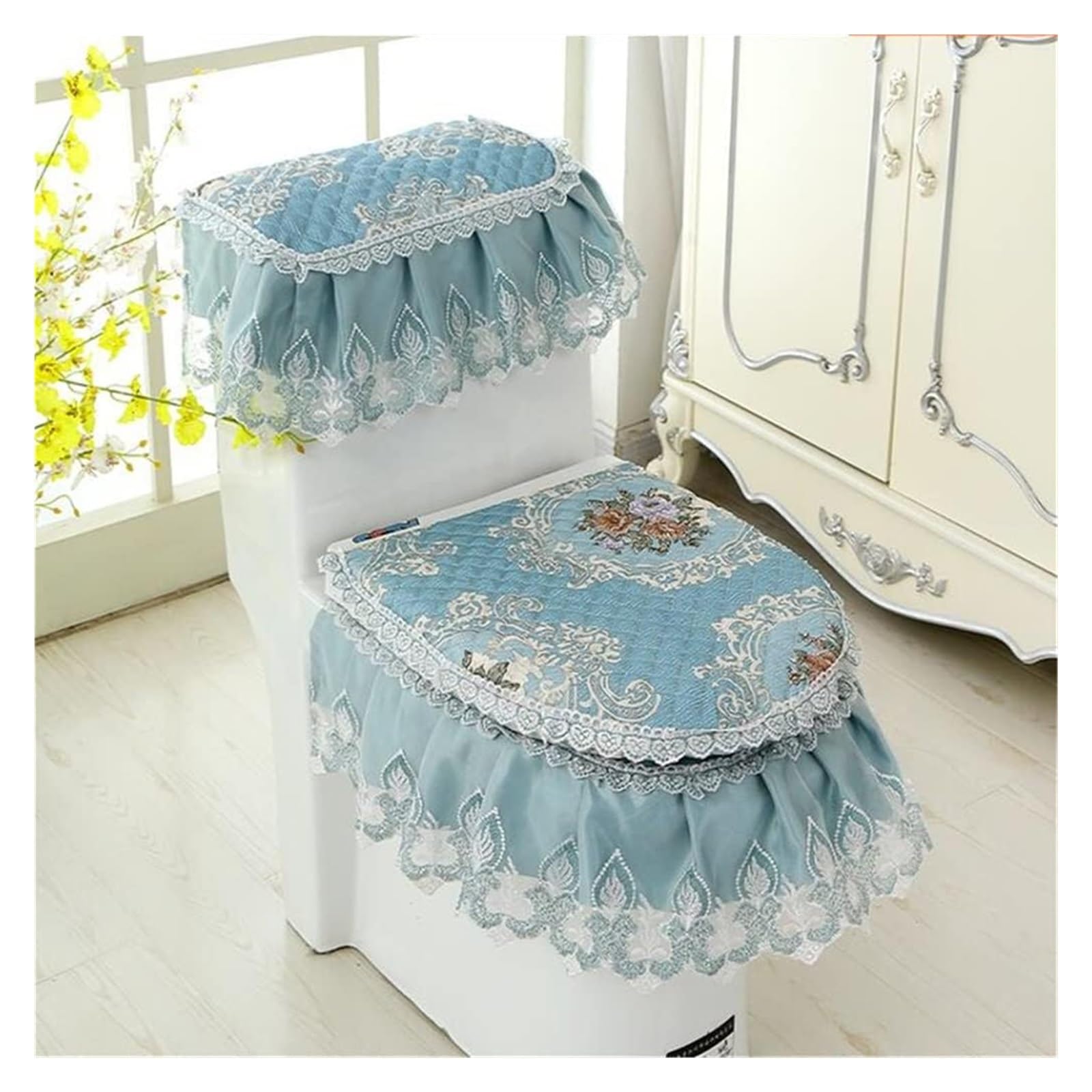 KFGISD Cushion3 Pack Covers Printed Toilet Cover Bathroom Toilet Washable Seat Cover ，Toilet Seat Covers(Blu)