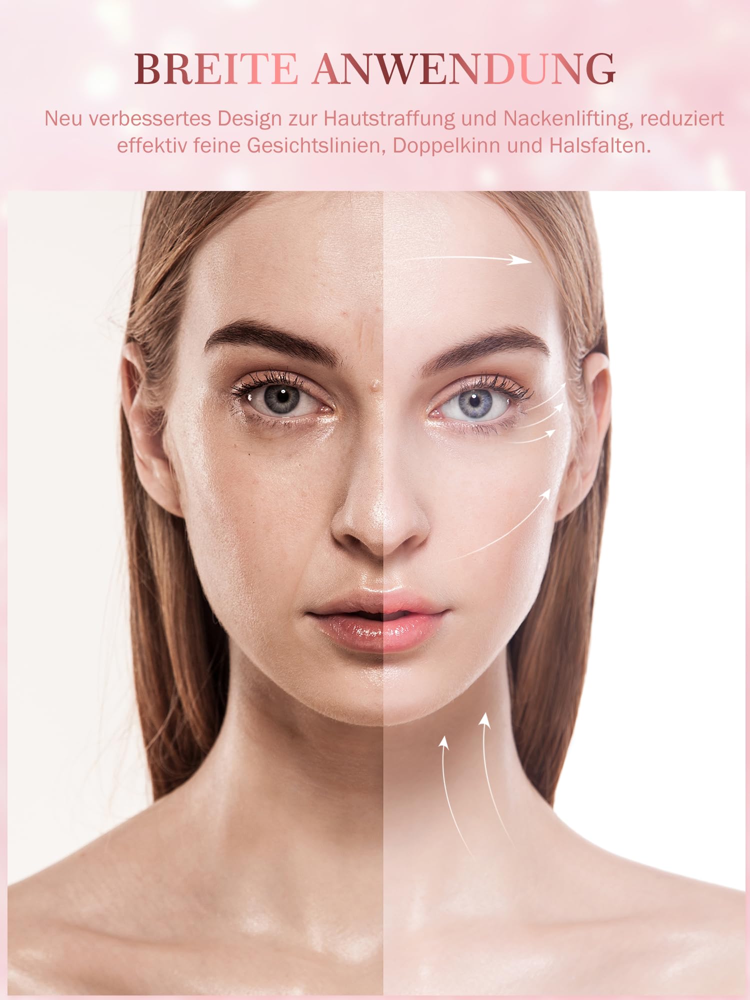 Gesichtsmassagegerät Gegen Falten Face Massagegerät: EMS Gerät für Gesicht Anti-Falten 42℃ V zur Verbesserung von Hals- und Nasolabialfalten – Hautstraffung Lifting 3 Modi Straffung Face Lifting