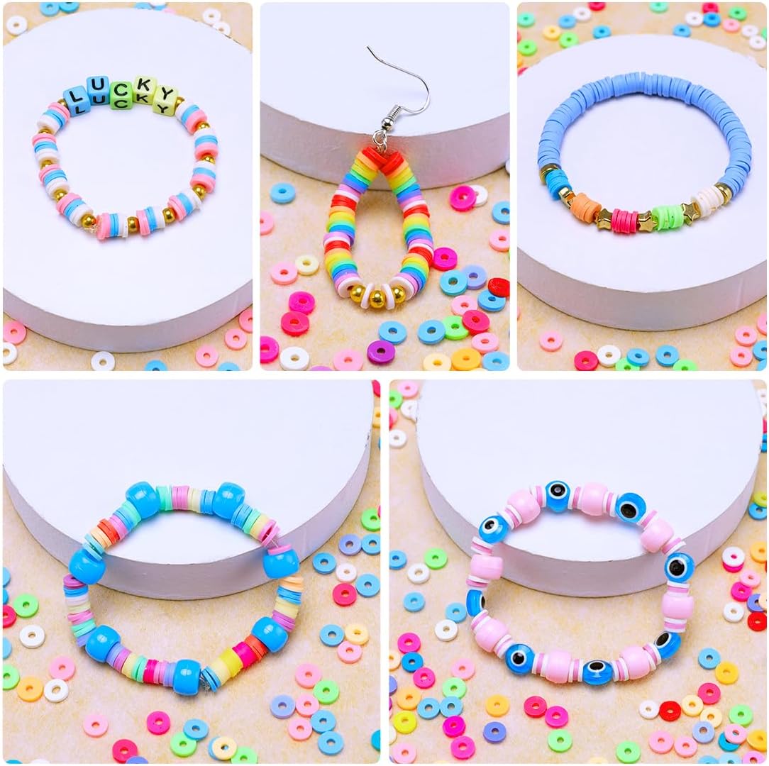 Bundooraking 2000pcs White Clay Beads (6mm) for Jewelry Making, Heishi Beads, Bracelets, Necklace Earring Accessories, Crafts - Image 4