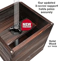 Vista 3 de Maceta decorativa de madera extra grande con soporte universal para postes de luz, paraguas, comederos de pájaros, caja de madera maciza para jardín
