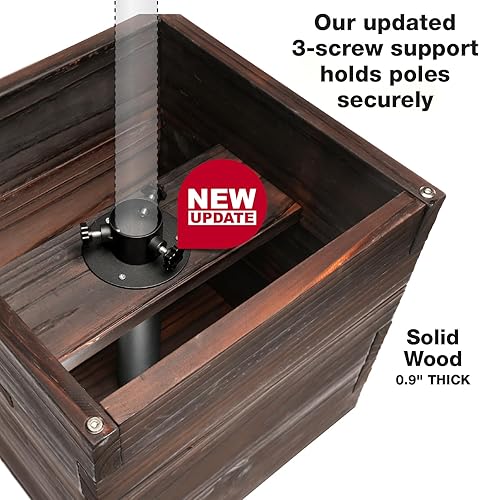 Miniatura 3 de Maceta decorativa grande de madera con soporte universal para postes de luz, paraguas, comederos de pájaros, caja de madera maciza para jardín y