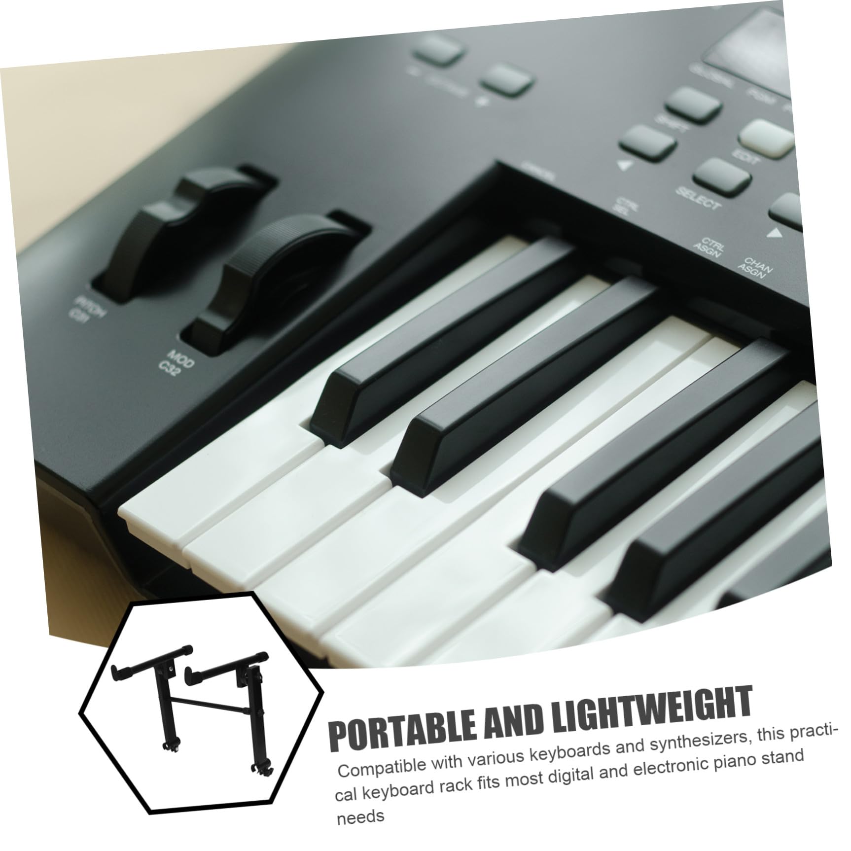 jojofuny Soporte Elevado para Teclado de Piano Digital de 2 Niveles, Ajustable en Altura y Ángulo, Estructura Metálica Resistente y Portátil para Actuaciones en Directo