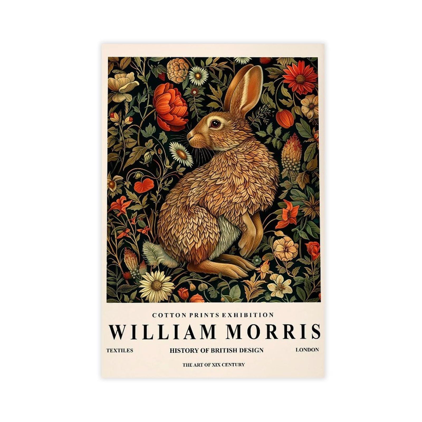 Poster lapin William Morris dark botanical idée cadeau originale - 8