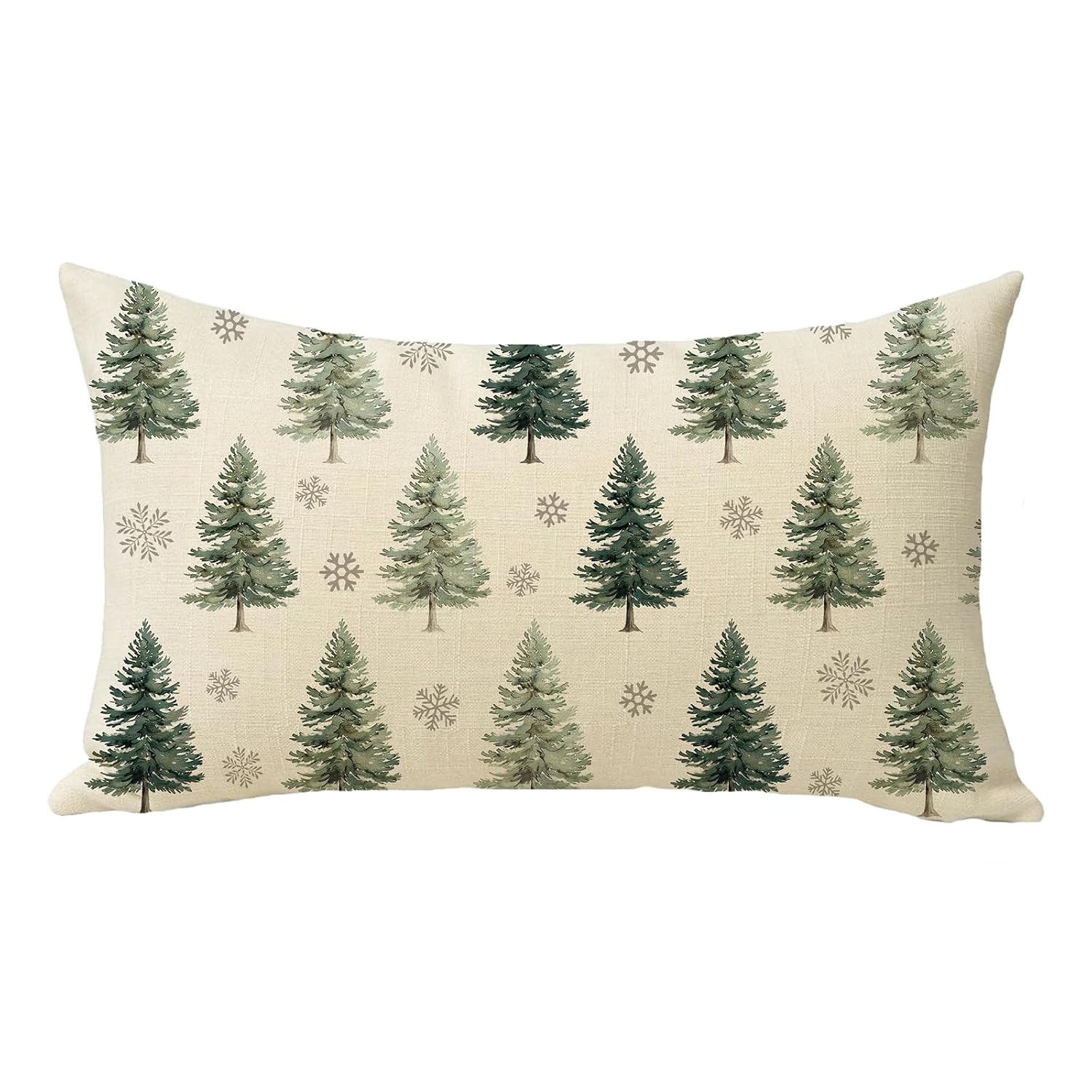 Fjfz Winter Pine Tree Lumbar Decorative Throw Pillow Cover 12 x 20 Rectangular Snowflake Farmhouse Outdoor Home Decor