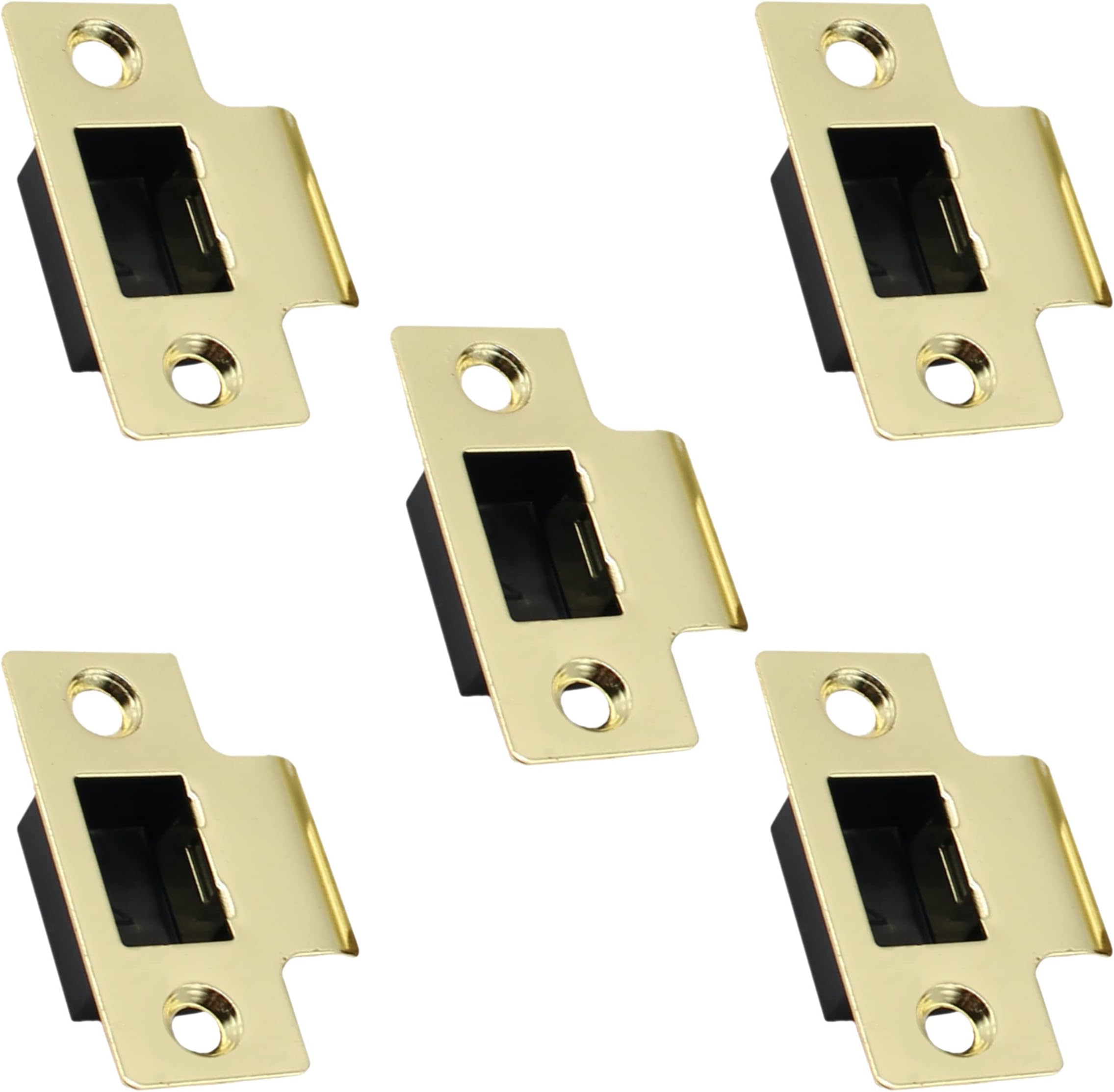 Strike Plate Polished Brass Latch Door Frame + Dust Box + Matching Screws (5)