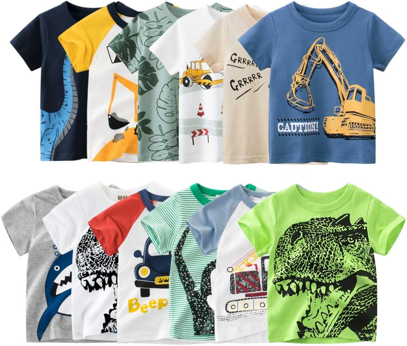 Toddler Boy Shirts Dinosaur Car Excavator Cotton T Shirts Boys Short Sleeve Tshirts Summer Tee Top Clothes for Kids - Image 5