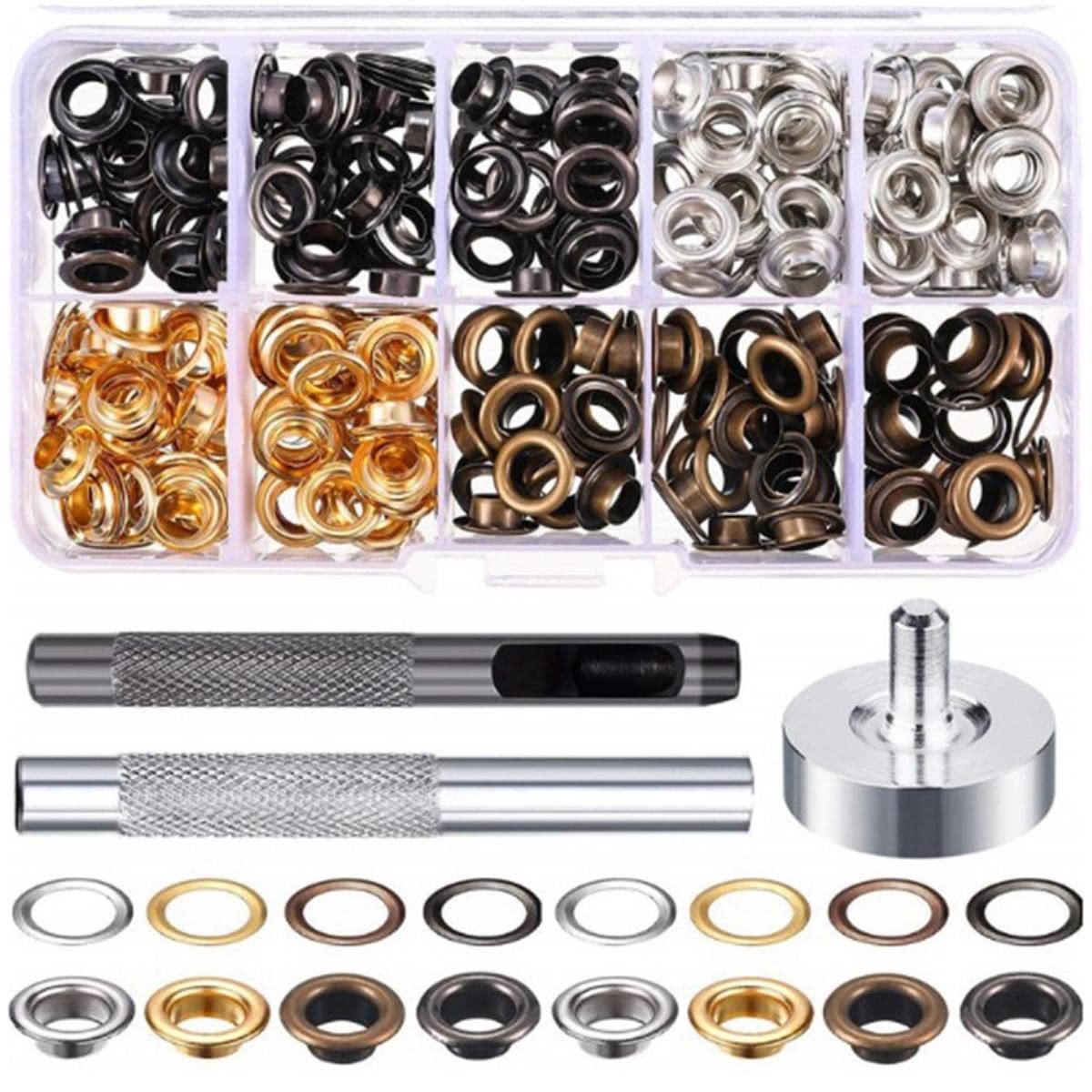 Kit d'oeillets en métal de 6 mm antirouille avec outils de pose
