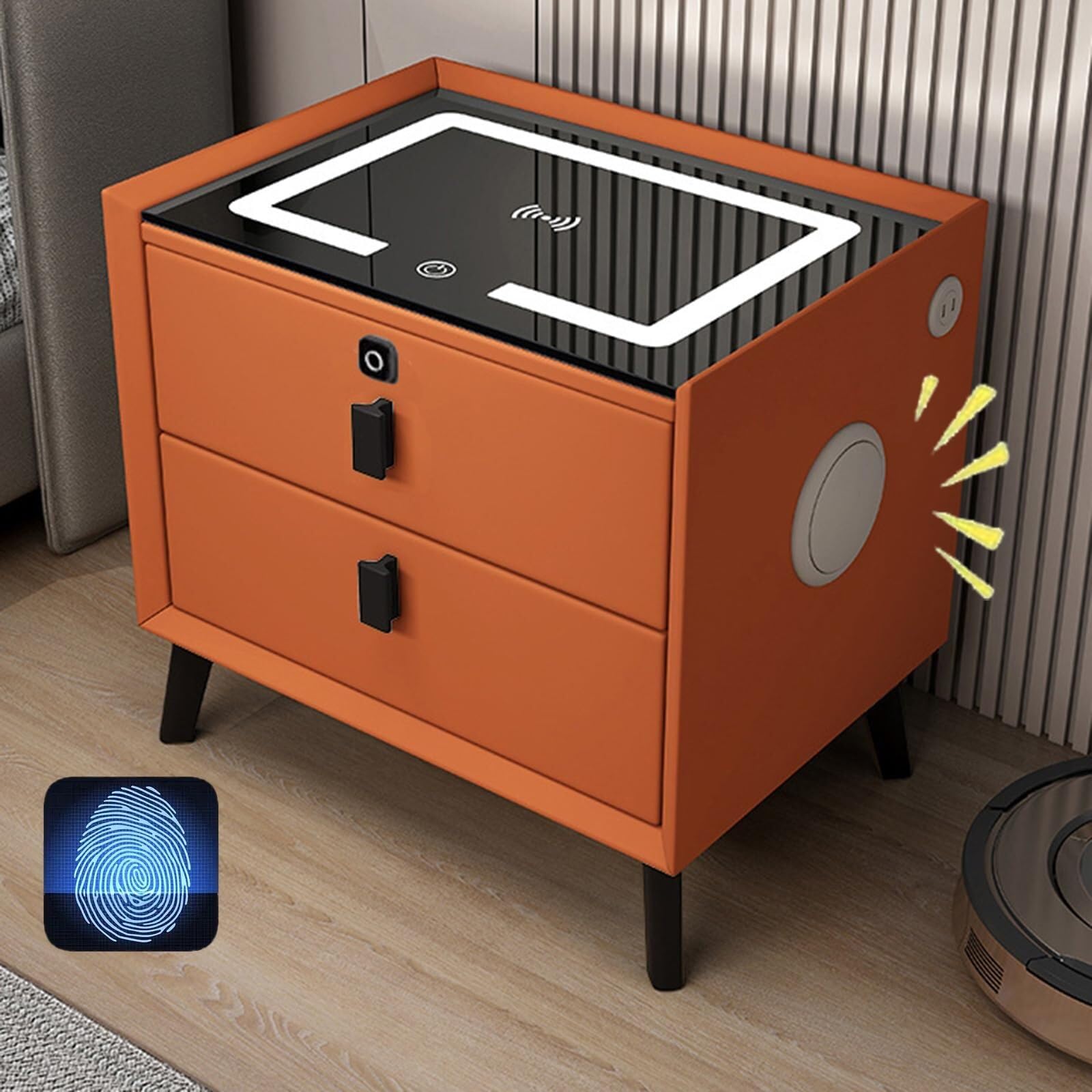 Table de chevet Bluetooth connectée avec charge sans fil induction et LED