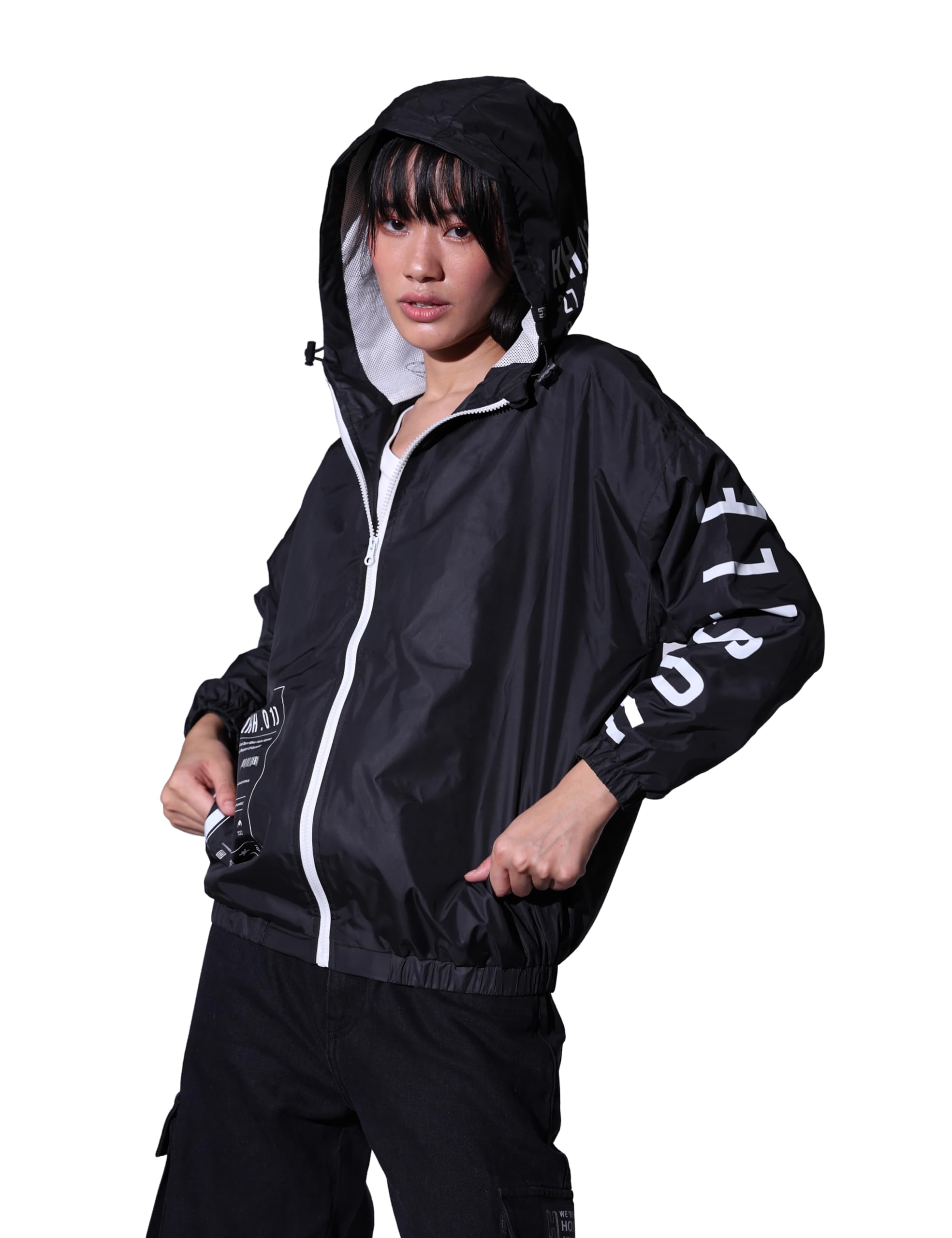 hubberholme Women White Windcheater Oversized Hooded Jackets HHWJKW23003_WH_S-picture-56