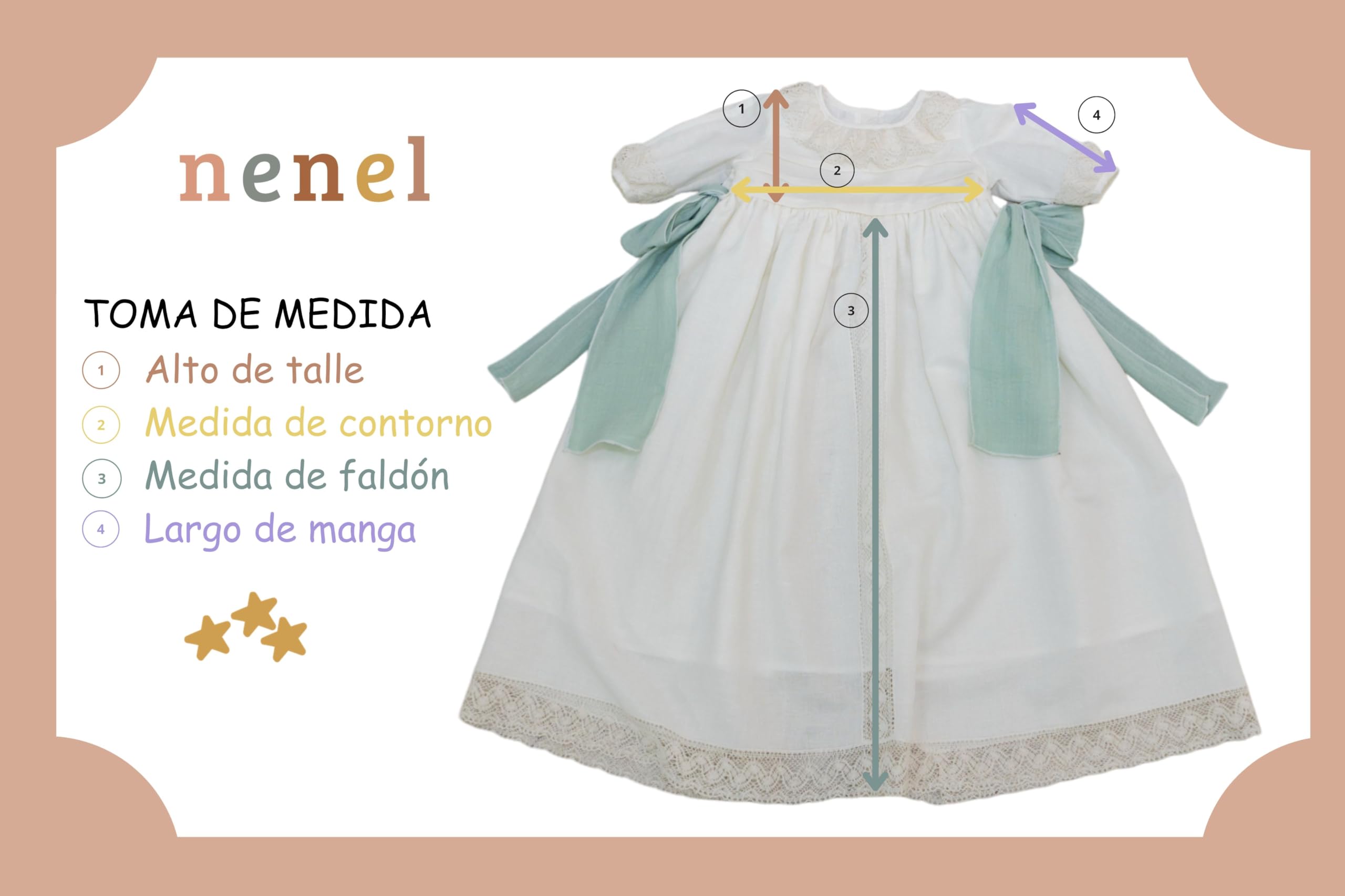 Nenel Traje de bautizo para bebé – Traje bautismal unisex – Vestido de ceremonia bautismal para bebé – Modelo Lino y Bambula