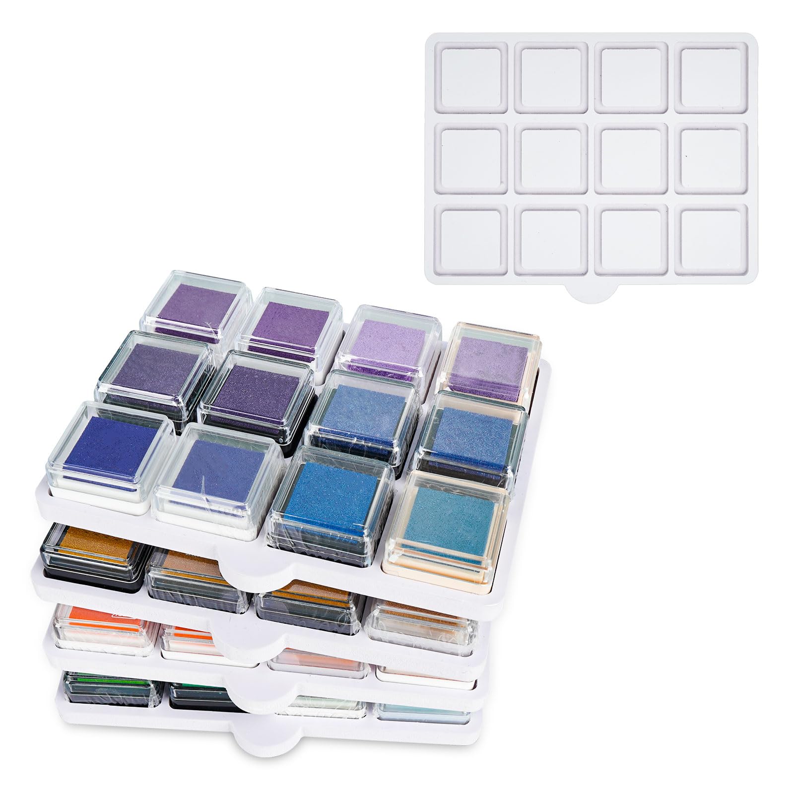SANFURNEY Ink Pad Cube Caddy Mini Size Stamp Pad Storage Tray
