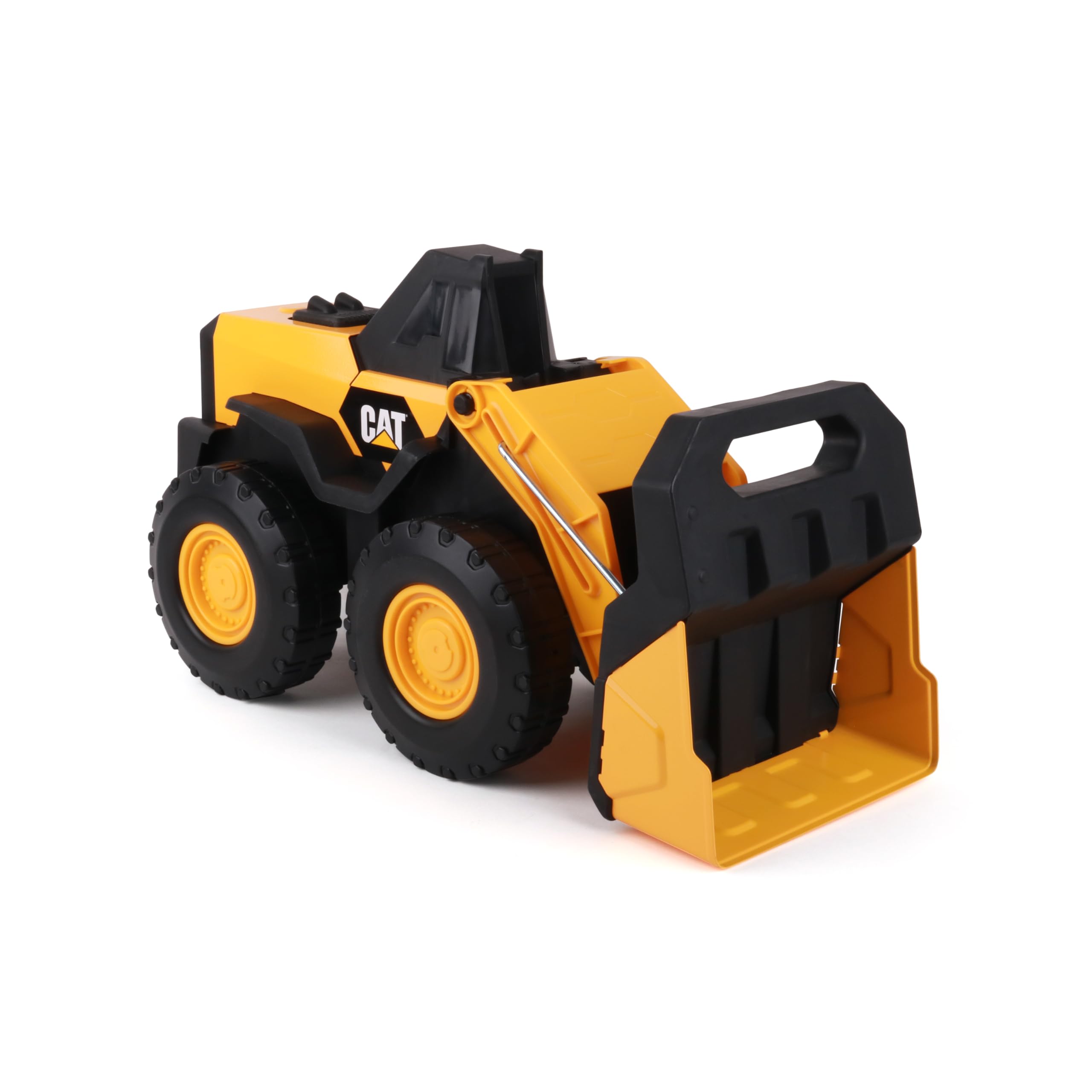 CAT Construction Toys, Steel Wheel Loader 16” – Real Steel Body, Working Arm & Bucket, Oversize All-Terrain Wheels, Heavy-Duty Construction Vehicle for Indoor/Outdoor Play, Kids Ages 3 +