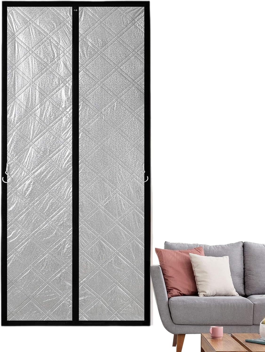 Winter Thermal Door Cover, Insulated Magnetic Closure Blanket, Providing Energy Efficiency and Winter Comfort, Keeps Cold Air Out Heat in for Home Kitchen Entryway Garage Patio Basement Apartment