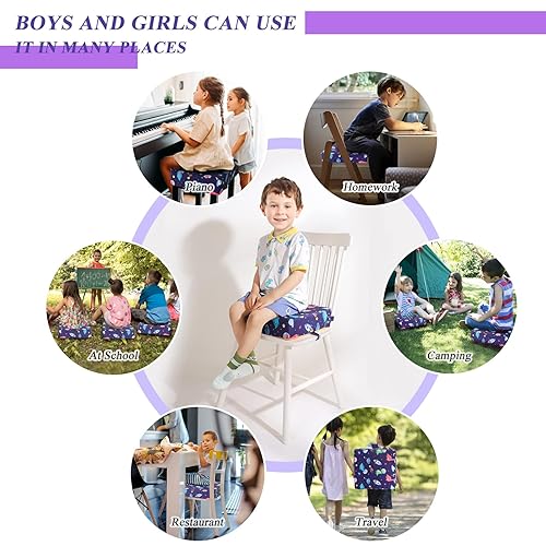 Miniatura 8 de Asiento elevador para mesa de comedor 45D con dibujos animados, asiento elevador de apoyo más fuerte para mesa de comedor, lavable, 2 correas más