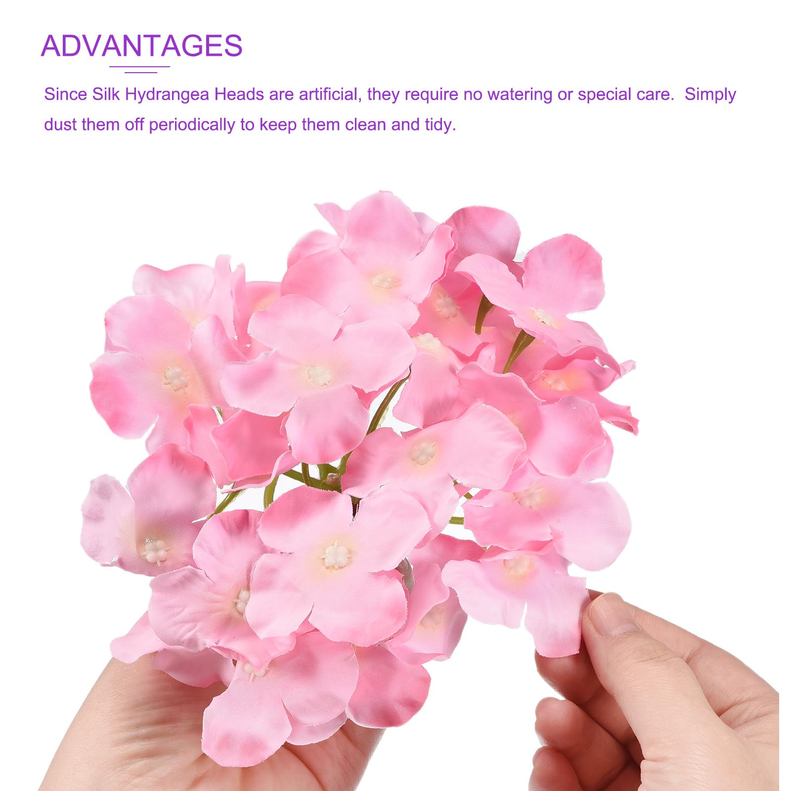 DMiotech 30 Set Pink Silk Artificial Hydrangea Heads Wedding Fake Hydrangea Flowers with Stems for Wedding Vases Flower Walls Gift Decor - Image 4