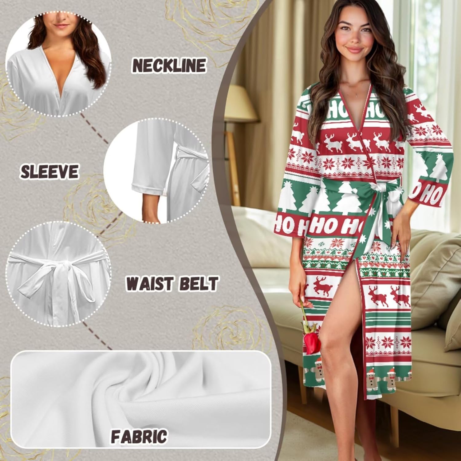 YEXIATODO Matching Christmas Robes for Couples Xmas Robe Full Length Warm Soft Long Bathrobe Set Spa Robes