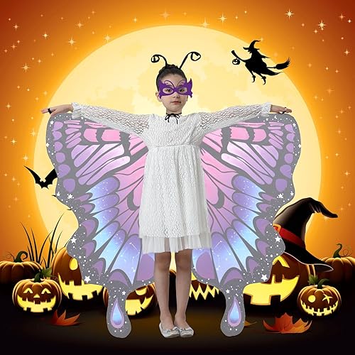 Miniatura 5 de Butterfly Costume Halloween Costumes for Girls Kids, Butterfly Wings Costume Cape Shawl for Girls Fairy Wing