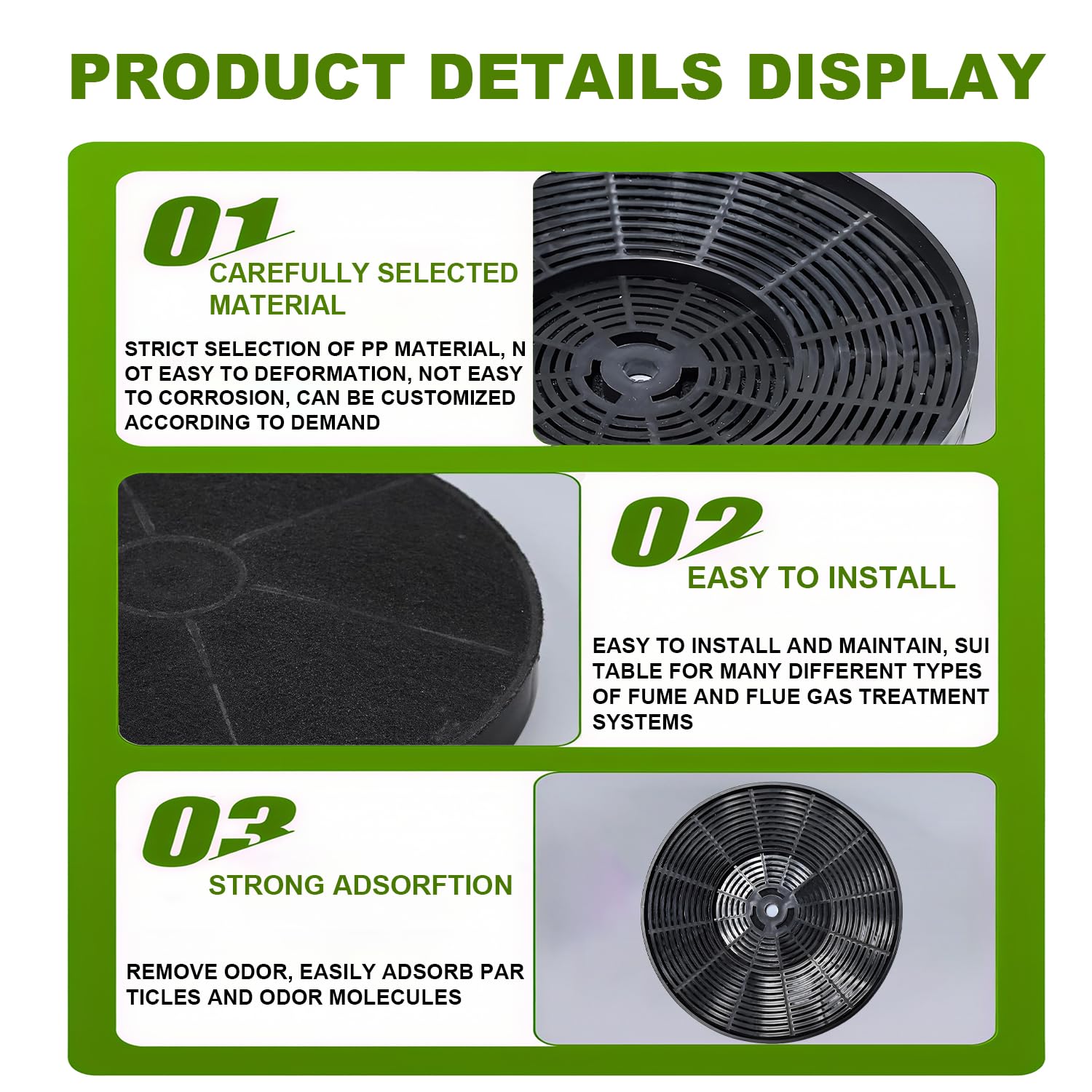 3 Stück Aktivkohlefilter Kompatibel mit Respekta MIZ0031N, CH1259IXCN, CH16060SGB, CH116IXA, CH1259IXCN Dunstabzugshauben