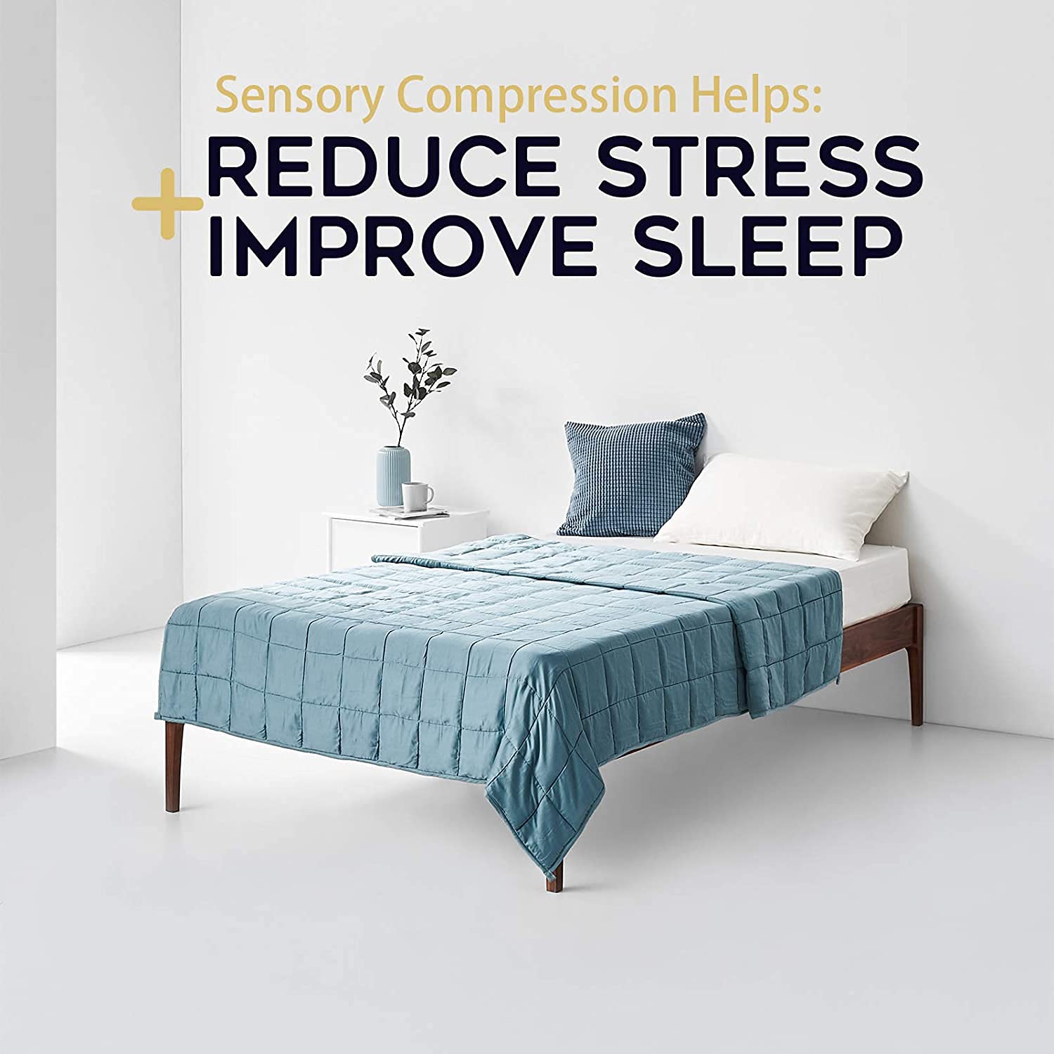 Amazon.com: YnM Bamboo Weighted Blanket — 100% Natural Bamboo Viscose  Oeko-Tex Certified Material with Premium Glass Beads (Blue Grey, 60''x80''  20lbs), Suit for One Person(~190lb) Use on Queen/King Bed : Home u0026