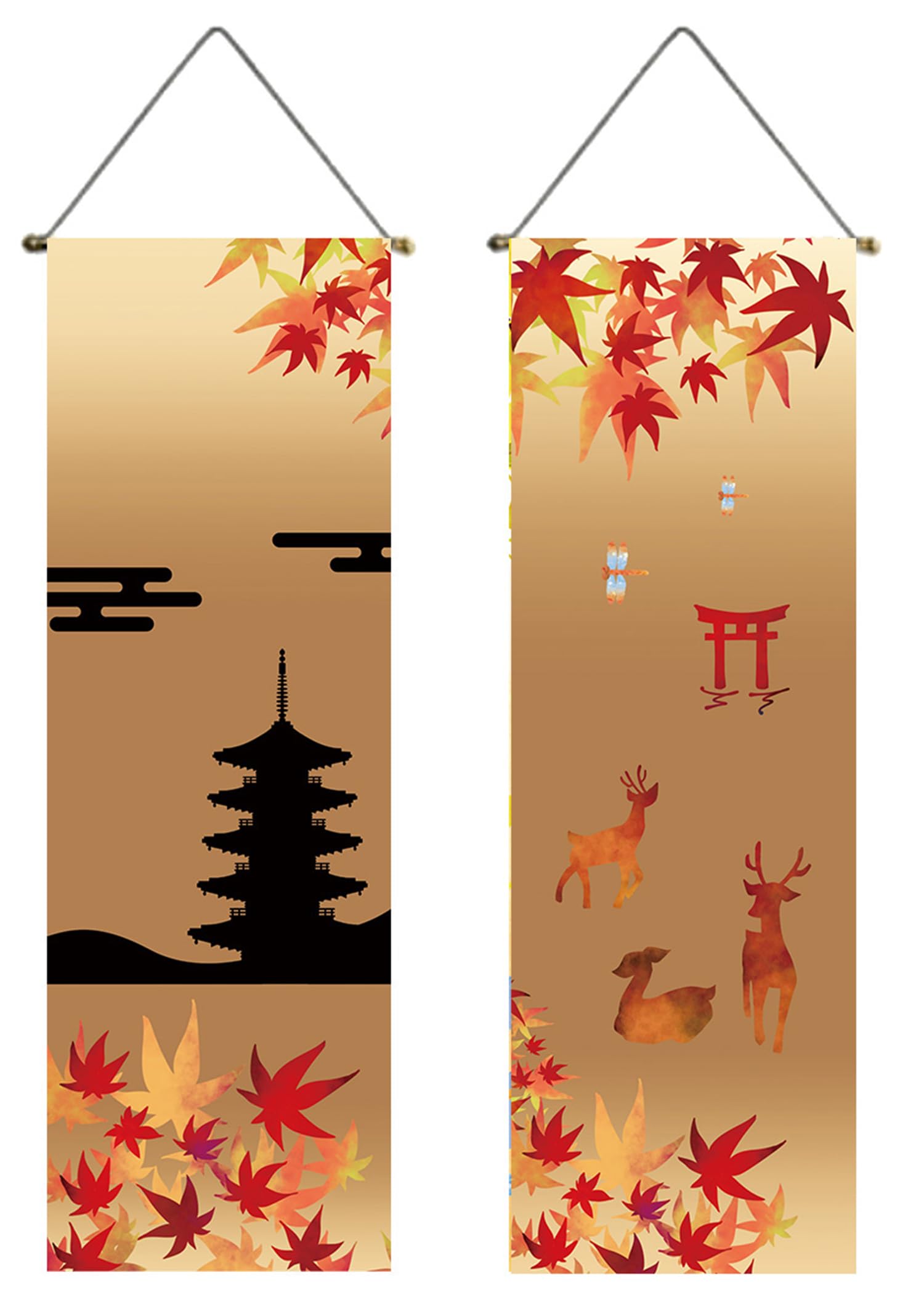 Amazon.co.jp: next.design タペストリー 掛け軸 紅葉 もみじ いちょう